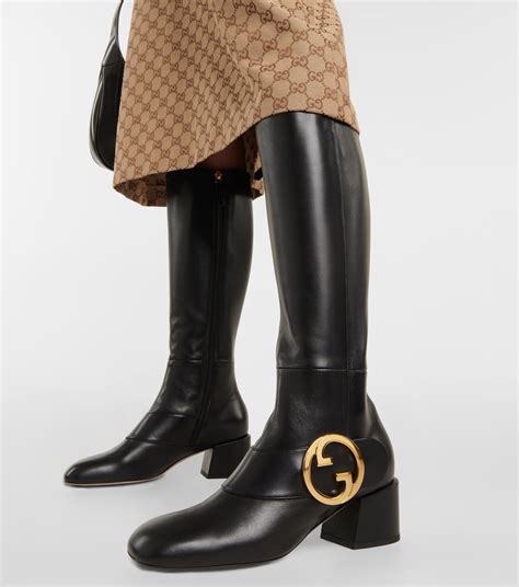 gucci logo leather boots|Gucci boots knee high.